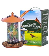 Solar Bird-Feeder for Outside Hanging - Large Solar Powered Garden Lantern Light