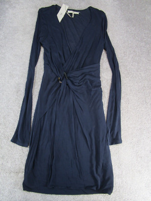 Halston Heritage Wrap Dress Womens 10 Blue Navy New