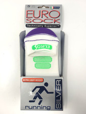 Eurosock Silver Running Socks Size Small Men 4-7 Women 5-8 White/Green