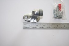 90 Degree Cast Brass Floor Door Stop, Satin Nickel, rubber bumper and hardware