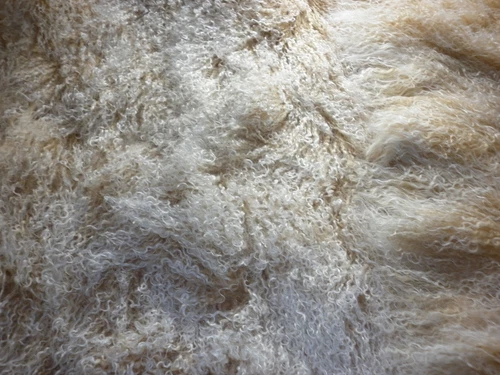 White REAL FUR BLANKET THROW MONGOLIAN SHEEPSKIN TIBETAN LAMBSKIN THE BLOCK - Picture 6 of 8