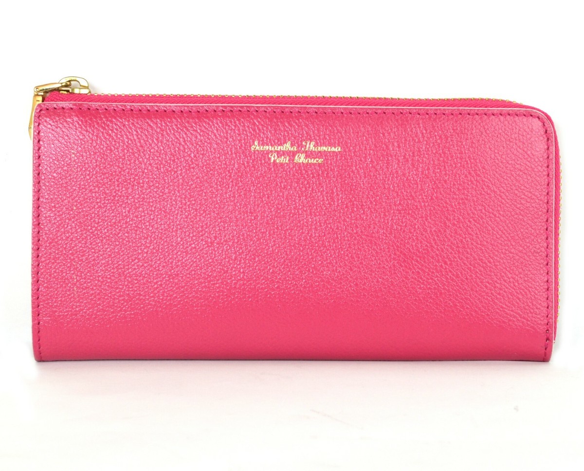 Samantha Thavasa Petit Choice Pink Leather L-Shaped Long Wallet 