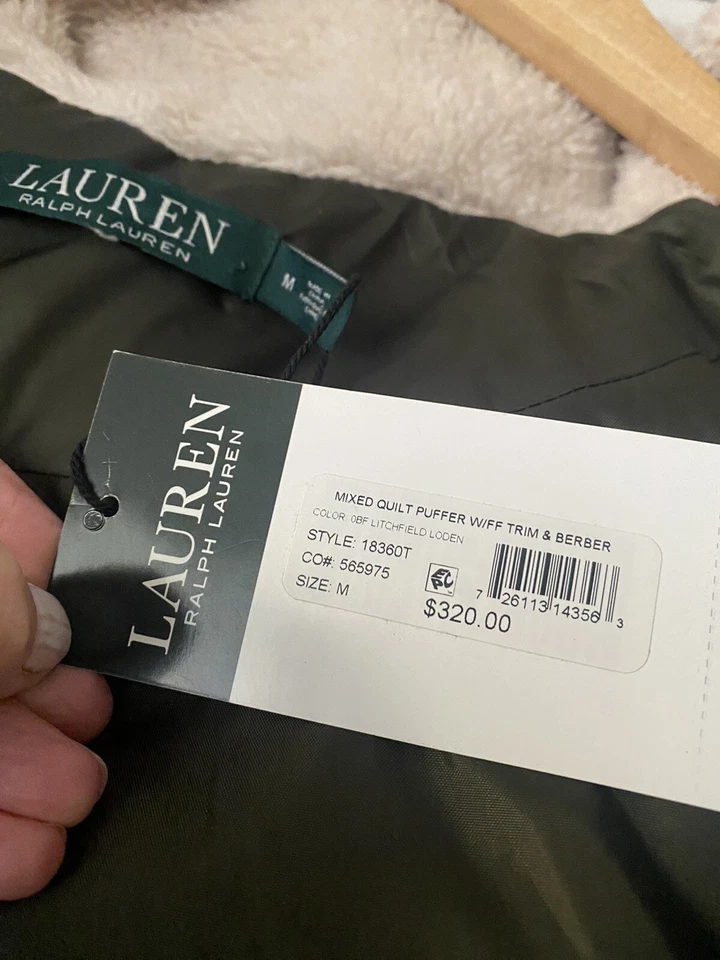 Ralph Lauren gorgeous quilted jacket with removable fur hoodie, EUC Retail: $320 - Image 3 of 4