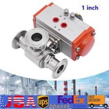 1 inch T Type Tri Clamp Sanitary Pneumatic Ball Valve 3-Way Stainless Steel 304