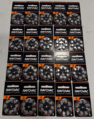 Size 13 Rayovac Loud N Clear Hearing Aid Batteries 20 Packs EXP 2025!!
