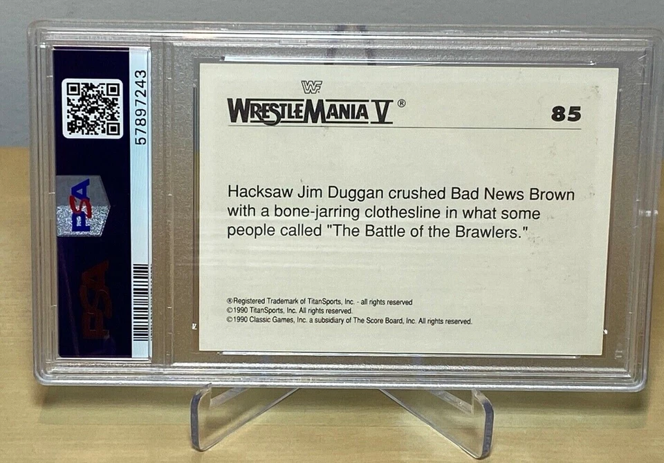 HACKSAW JIM DUGGAN v BAD NEWS BROWN WWF HISTORY WRESTLEMANIA PSA 1990 CLASSIC 85 - Image 2 of 3