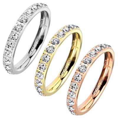 Titan Damen Ring Designer Verlobungsring Ehe Fingerring Kristalle Ewigkeitsring