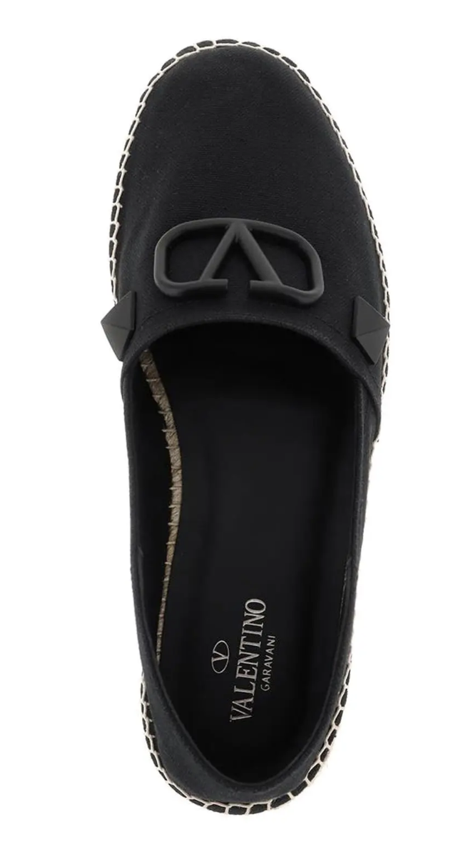 【関税&送料込み】Valentino Garavani Espadrillas Valentino Garavani Espadrilles Stud Sign Canvas V-logo