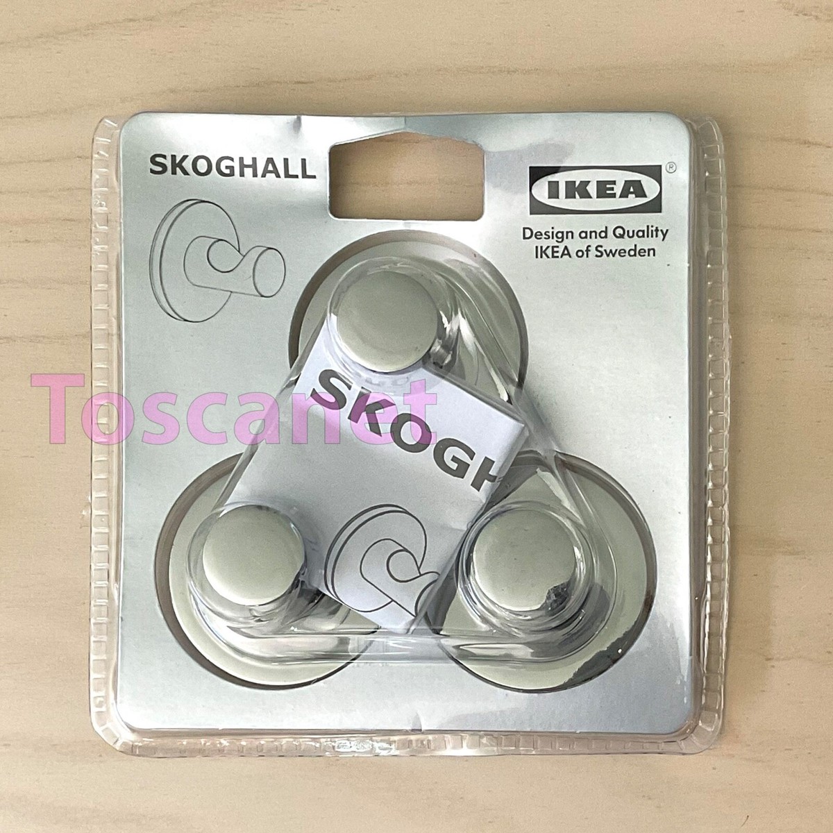 Pack, Ikea Skoghall Hook for Bathroom Self-Adhesive, Chrome