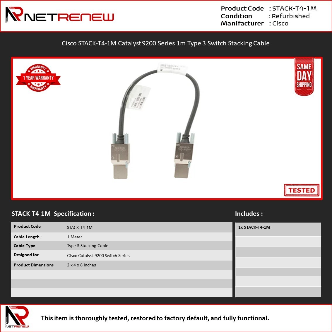 Cavo Stack Cisco Cisco CAB STK E 3M Stack Wise Stacking Cable Essential ...