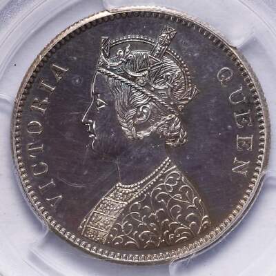 India 1862 (c) One Rupee Silver Coin SW-4.54 - PCGS PR-64 Restrike