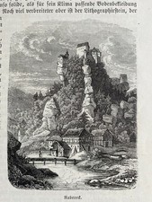 Wood engraving Castle Rabeneck Franconian Switzerland with text book: witnesses of the Urwel S6_50