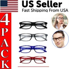 4PACK READING GLASSES LENS LOT CLASSIC READER UNISEX MEN WOMEN STYLE 1.00-4.00