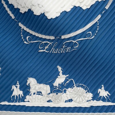 70020 auth HERMES blue silk PHAETON 90 PLISSE Scarf | eBay