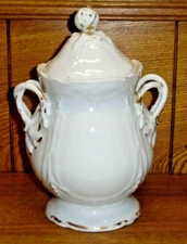 Antique REES Old Paris Porcelain Sugar Bowl - Repaired Knob On Lid - 8 1/2"