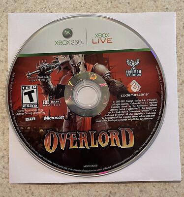 Microsoft Xbox 360 - Codemasters - Overlord - Role Playing Video Game Disc Only