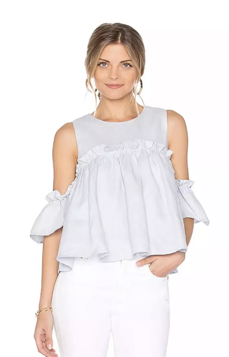 linen cold shoulder top
