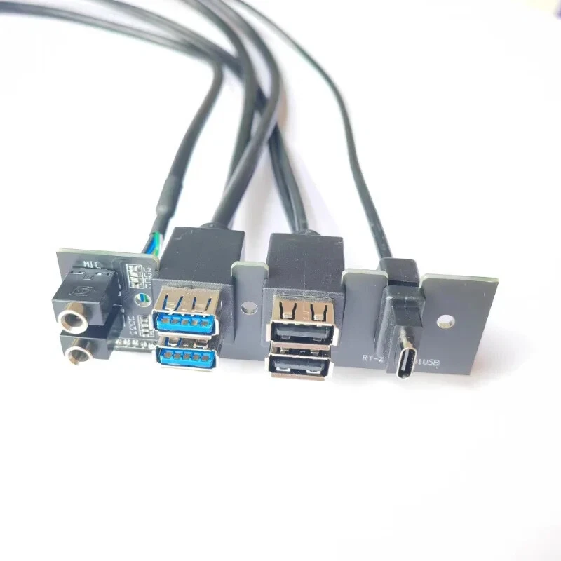 Mainboard Front Panel Kabel 19P 9P auf Typ-C 2-Port USB 2.0 3.0 HD Audio 3,5mm - Bild 3 von 3