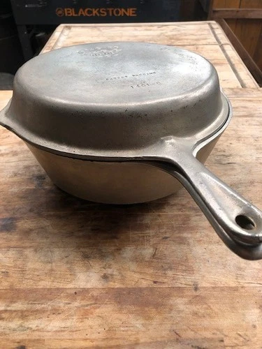 Wagner Ware cast iron double skillet set nickel plated vintage amazing!