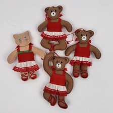 Ballerina Bears 3  Cat 1 Plush Figure Christmas Ornaments