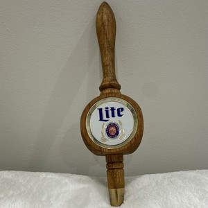 Miller Lite Fine Pilsner Beer Wooden Tap Handle Knob Breweriana antique!