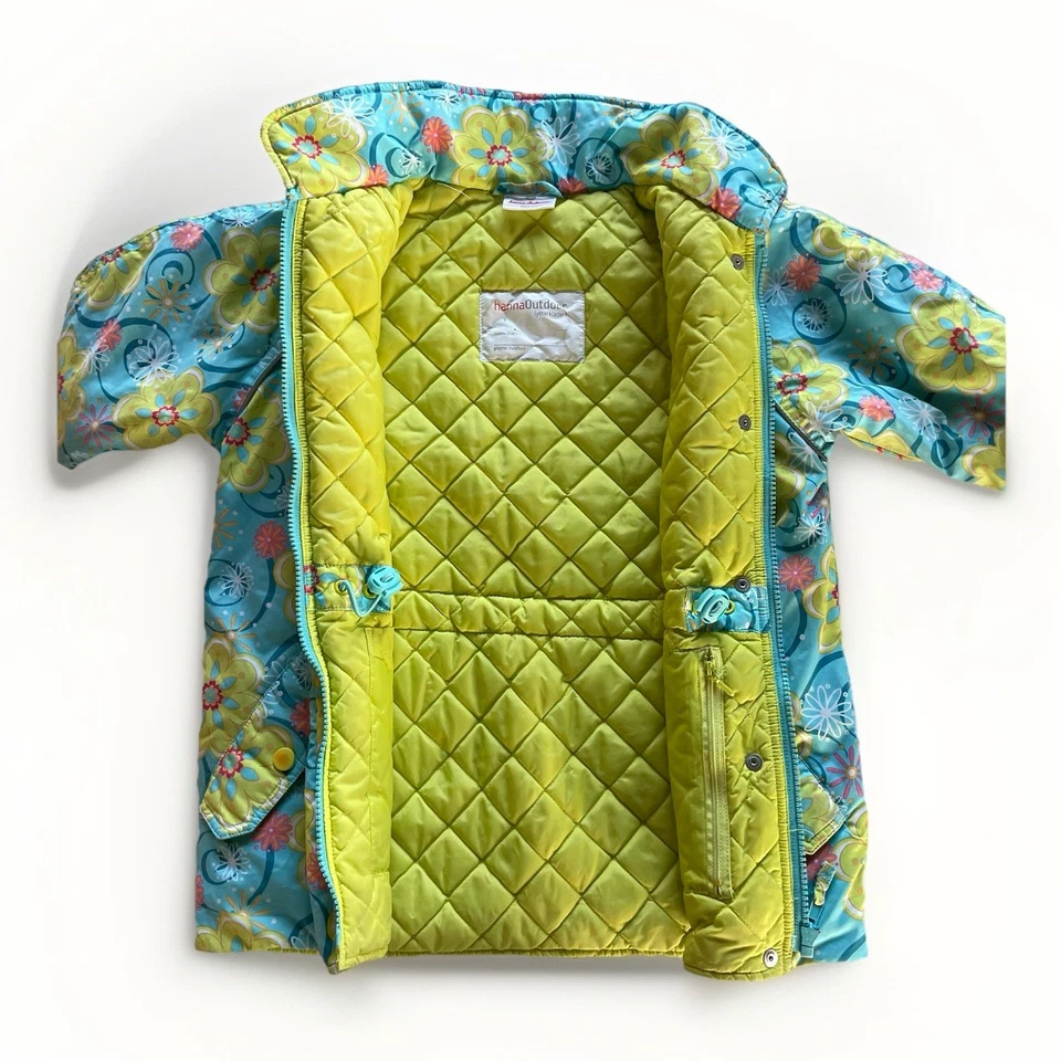 Traje de nieve acolchado Hanna Andersson de colección 2 piezas niñas 110 (5 años) flores aguamarina/verde/rosa Foto 4 de 4