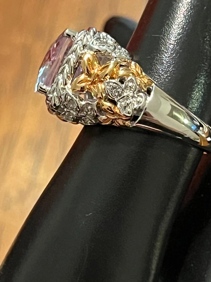 Victoria Wieck Firmado Plata de Ley 925 Rosa Amatista Topacio Blanco 4.65CT Talla 7 Foto 3 de 4
