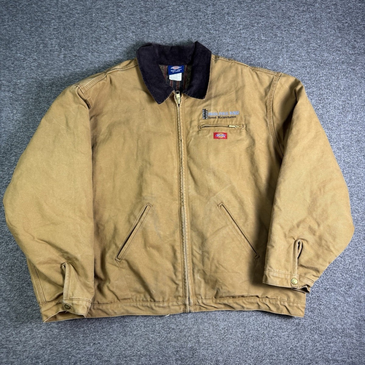 Vintage Dickies Detroit Jacket Mens 4XL Brown Blanket Lined 