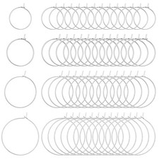 120PCS Earring Hoops for Jewelry Making 4 Sizes Iron Hoop Earrings Silver