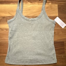 A New Day Women's Gray Ribbed Solid Stretch Camisole Tank Top Strap Size M