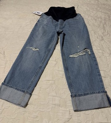 Isabel by Ingrid+Isabel Maternity Crossover Panel Cropped Straight Jeans Sz 2