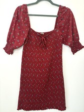 Urban Outfitters Summer Ditsy Floral Shirred Mini Dress Puff Sleeve 8-10 Boho