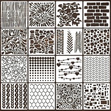 16Pcs Mixed Media Art Stencil Reusable 6 X 6 Inch Texture Abstract Stencil Craft