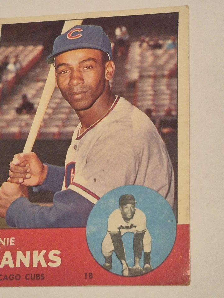 1963 Topps Baseball #380 Ernie Banks Vintage Foto 2 de 4