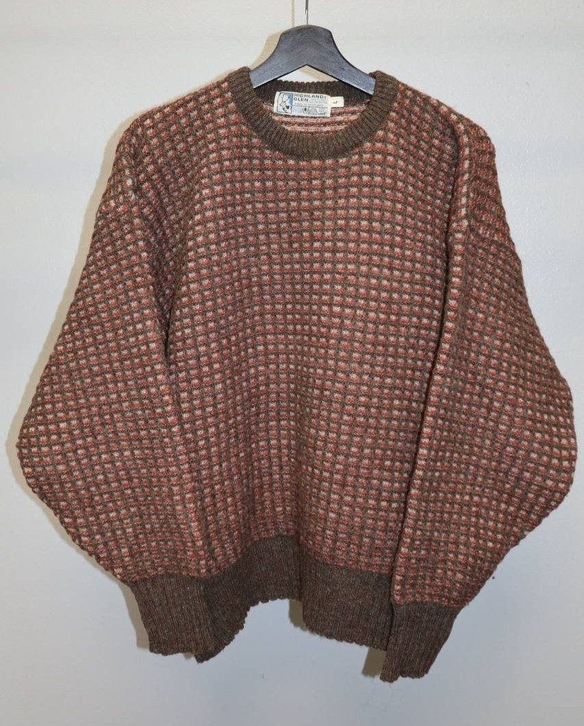 HighLand Craft 100% Wool Sweater Made in Scotland Size Large Brown