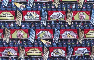 Nicole Miller Silk Scarf 1997 Hollywood movies Godzilla Sharks Flying Saucers