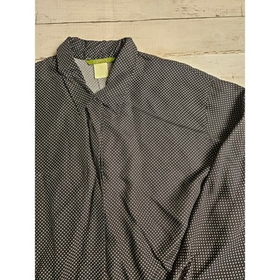 Vintage 90s Esprit Womens Polka Dot Long Sleeve Button Up Blouse Black White M