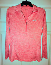 Under Armour HeatGear Women's Pink S Heathered 1/4 Zip Long Sleeve Pullover