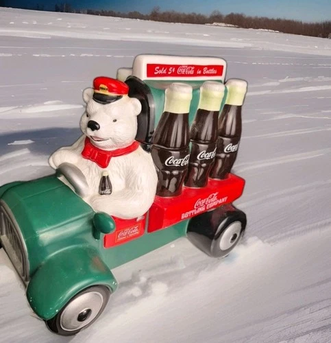 Vtg '99 Coca Cola Limited Ed Cookie Jar Delivering Refresh Polar Bear Truck Coke