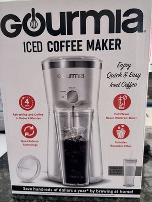Gourmia Iced Coffee Maker with Brew-Strength Control, Reusable Filter and Tumble