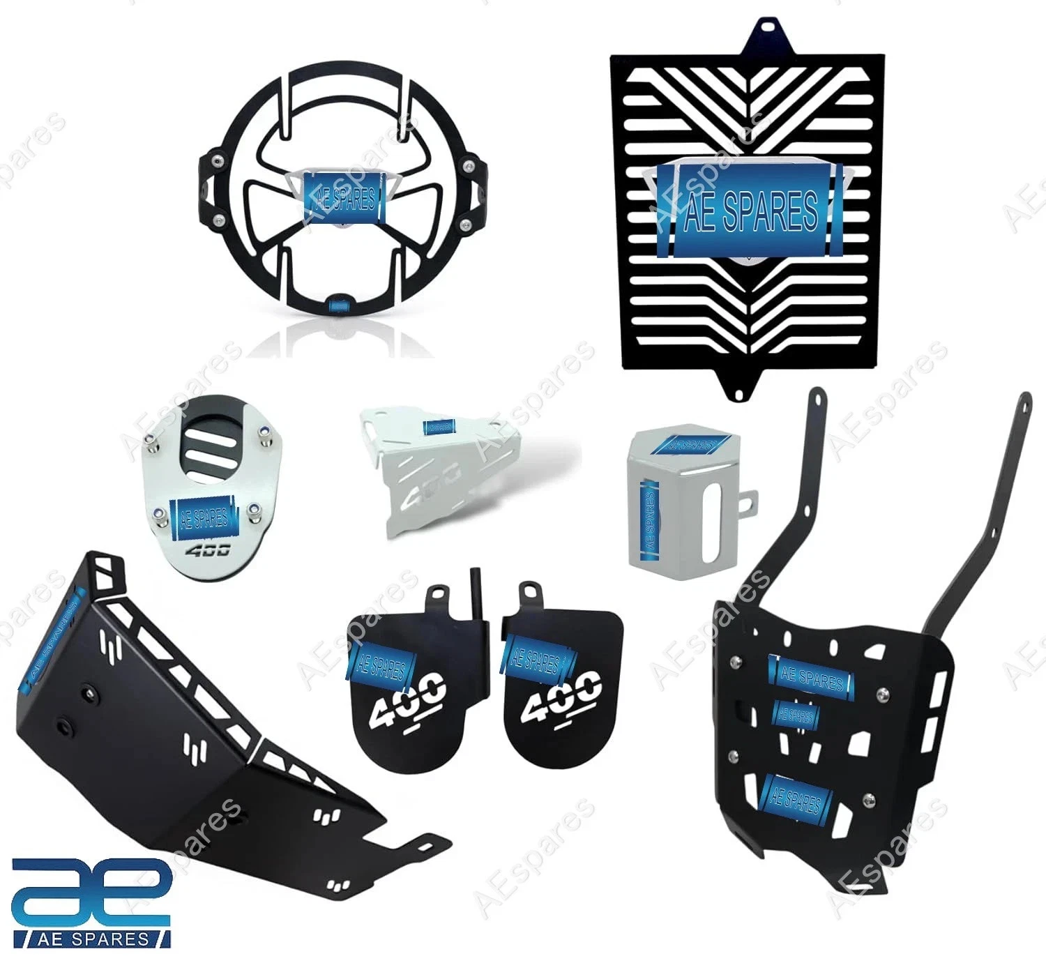Protection Kit Accessories Combo 8 Pcs Black & Silver For Triumph Speed 400