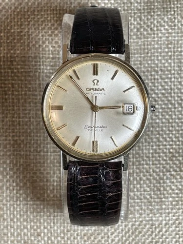 Vintage Omega Seamaster De Ville Mechanical 14k Gold Bezel Watch