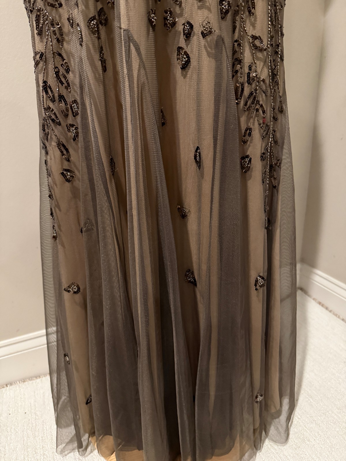 OLEG CASSINI Womens Long Beaded Sequin Evening Occasion Dress - Sz 16 12