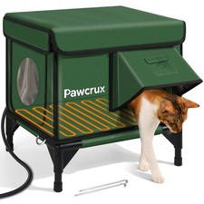 Weatherproof Heated Cat House for Outdoor in Winter, Heated Cat Bed Kitty She...