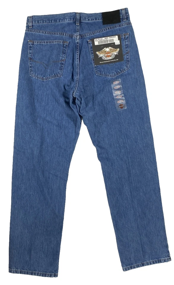 Harley Davidson de colección para hombre 36x32 azul Mcjean algodón pierna recta Y2K 2005 nueva con etiquetas Foto 2 de 4