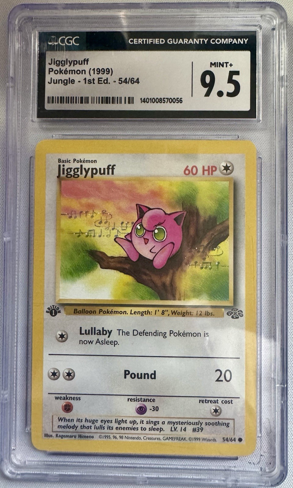 Pokémon Jigglypuff Jungle 1st Edition CGC 9.5 1999 54/64 English 60 HP Card