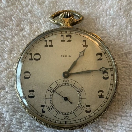 Elgin G.M. Wheeler Full Hunter Gold Pocket Watch Seconds Hand Vintage