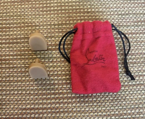 (.875 L x .75 W) Authentic Louboutin Beige Heal Replacements (x2) w/ Dust Bag