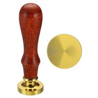 Runde Leer Wachssiegel Stempel Abnehmbar Messing Kopf Holzern Handgriff Golden