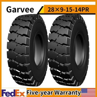  2PCS 28x9-15 14PR Forklift Tire 18mm Tread Depth 7'' 2 Tires + Inner tube + Flap